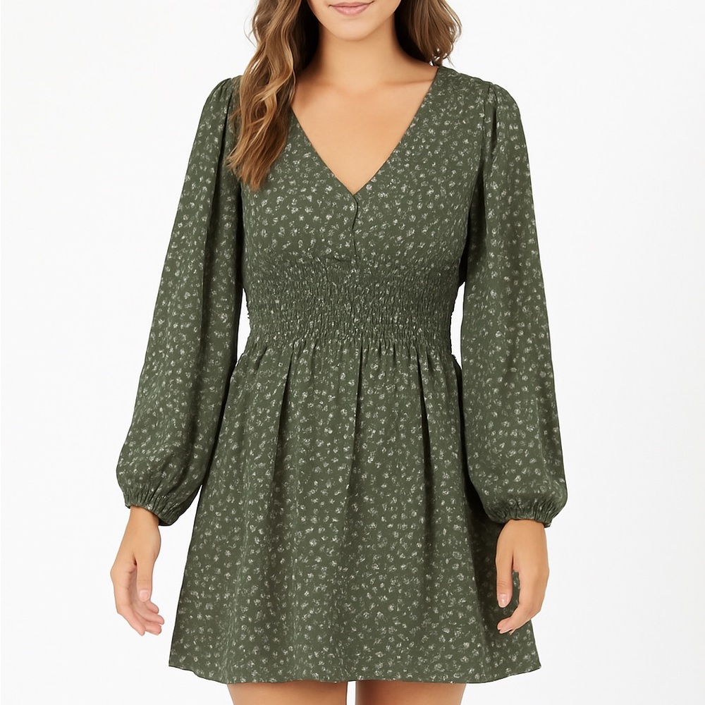 Forest Green Mini Long Sleeve Dress